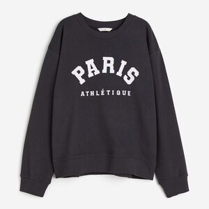H&M Paris Athlétique Sweatshirt Crewneck | Charcoal Gray | Size S